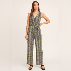 ✨fab’rik Snakeskin Print Wrap Jumpsuit 🐍💛 Size Small NWT✨‎